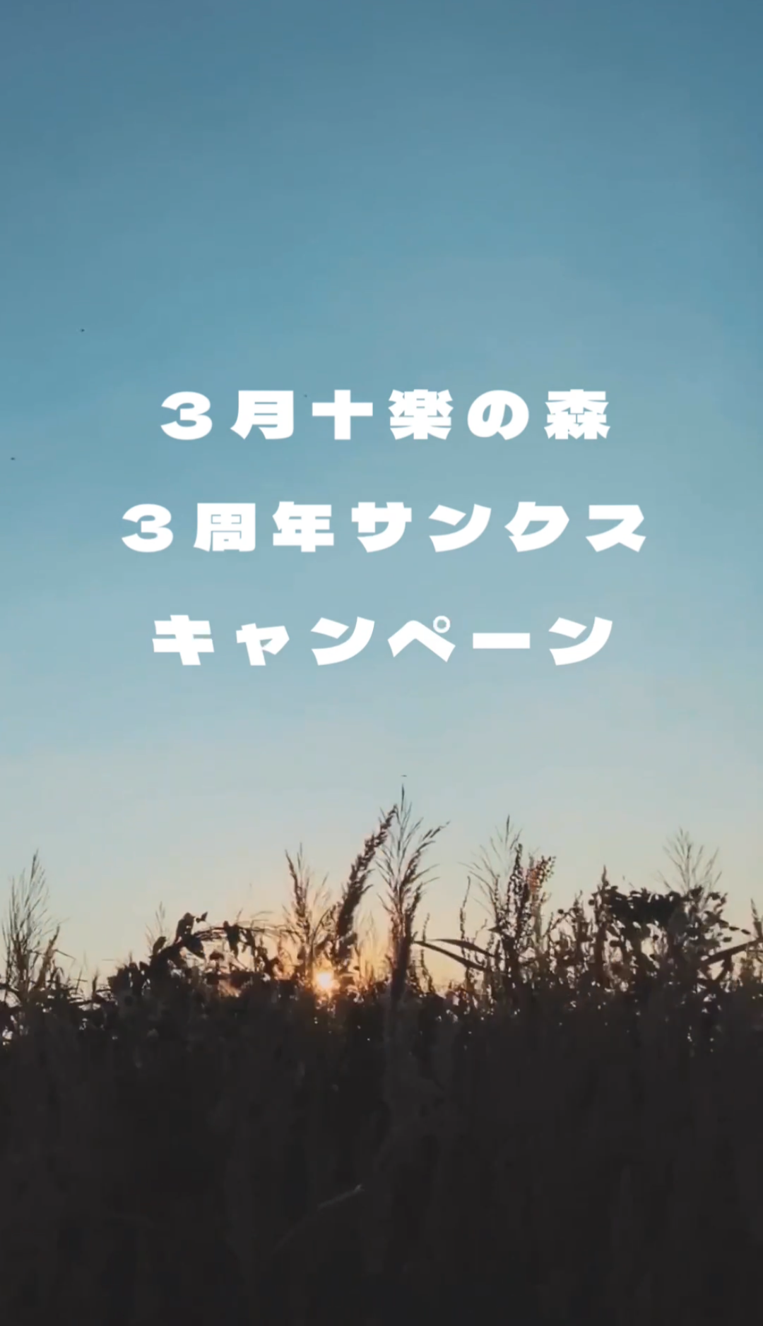 祝3周年記念！！3月は十楽の森のサンクスキャンペーン